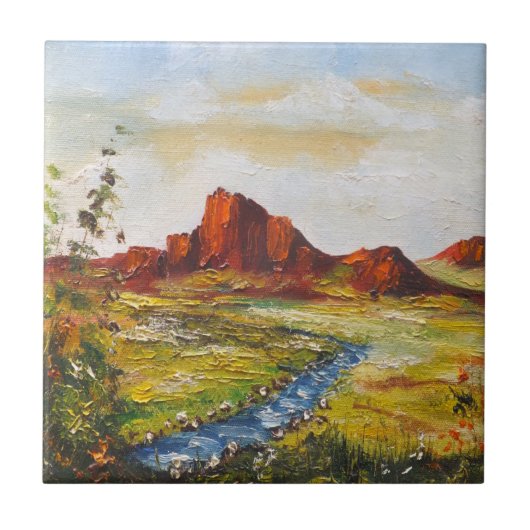 Tile Ann Hayes schilderend Red Rock Canyan Tegeltje (Voorkant)