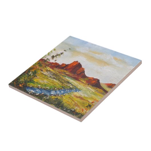 Tile Ann Hayes schilderend Red Rock Canyan Tegeltje (Zijkant)