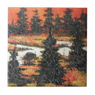 Tile Ann Hayes schilderend Tree Delight Tegeltje