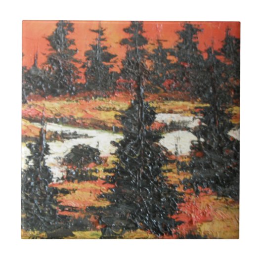 Tile Ann Hayes schilderend Tree Delight Tegeltje (Voorkant)