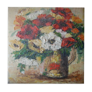 Tile Ann Hayes schilderende bloemen gemengd Tegeltje