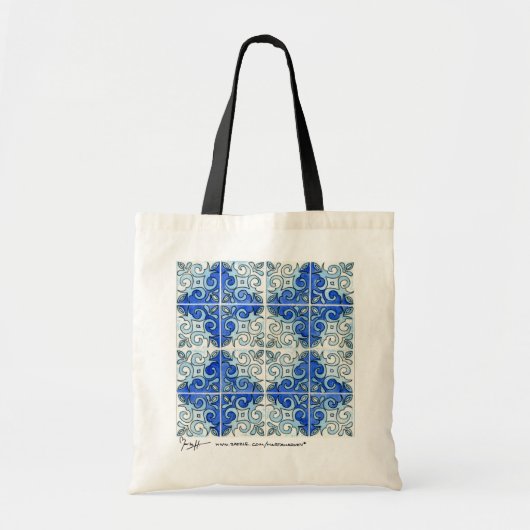Tile Art Blue Canvas tas (Voorkant)