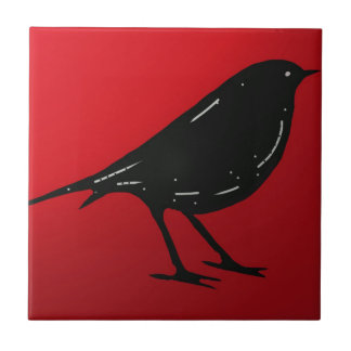 Tile Black Bird Red Tegeltje