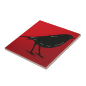 Tile Black Bird Red Tegeltje (Zijkant)