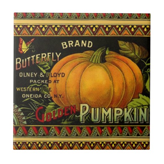 Tile Butterfly Pumpkin Product Label Tegeltje (Voorkant)