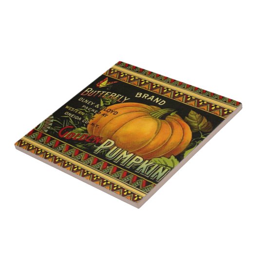 Tile Butterfly Pumpkin  Product Label Tegeltje (Zijkant)