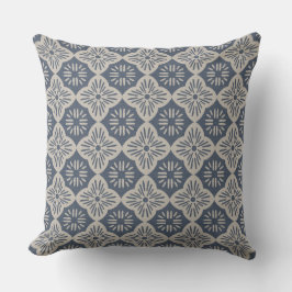 Tile casablanca graphic in denim and taupe pattern kussen