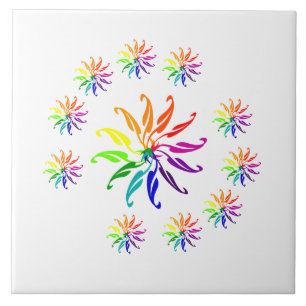 Tile - Colorful Leaf Motifs Tegeltje