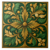 Tile de ornamento floral oriental - Verde Tegeltje (Voorkant)