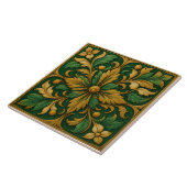 Tile de ornamento floral oriental - Verde Tegeltje (Zijkant)