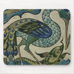 Tile design of heron and fish, by Walter Crane Muismat