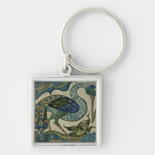 Tile design of heron and fish, by Walter Crane Sleutelhanger