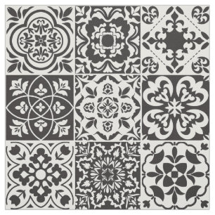 Tile Fabric voor zwart en wit Stof