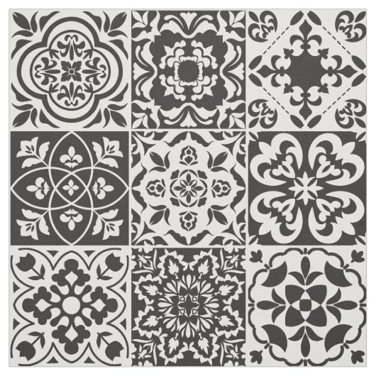 Tile Fabric voor zwart en wit Stof (Swatch)
