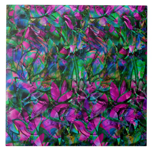 Tile Floral Abstract Glas in lood Tegeltje (Voorkant)