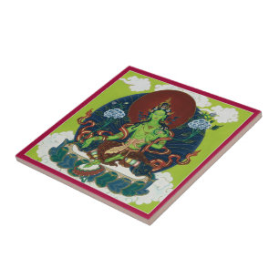 TILE - Green Tara, het beroemdste Vrouw Boeddha Tegeltje