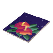 Tile  Hawaiian Tropisch Blauwe Nacht Hibiscus Tegeltje (Zijkant)