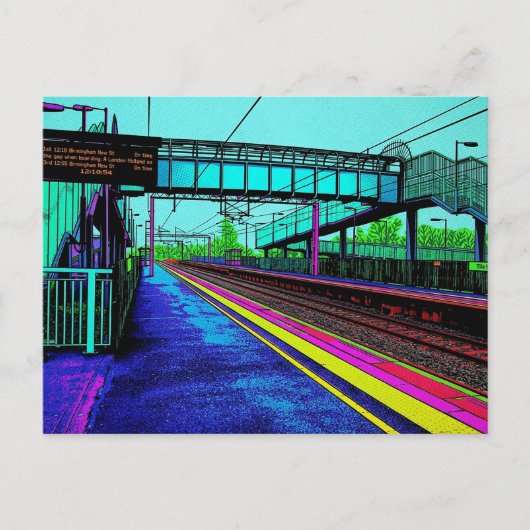 Tile Hill Treinstation in Pop Art Stijl Briefkaart (Voorkant)