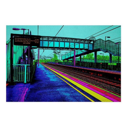 Tile Hill Treinstation in Pop Art Stijl Perfect Poster (Voorkant)