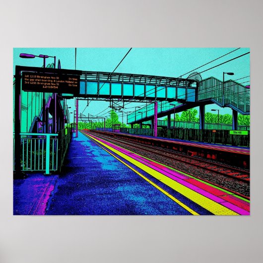 Tile Hill Treinstation in Pop Art Stijl Poster (Voorkant)