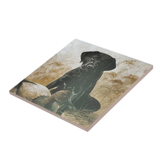 Tile Hunting Dog puppy Lab Retriever Decoy Tegeltje (Zijkant)
