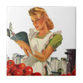 Tile  Kitchen Cook Retro Stylish Lady Chef Tegeltje (Voorkant)