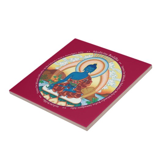 Tile - Medicine Buddha met Mantra Tegeltje (Zijkant)