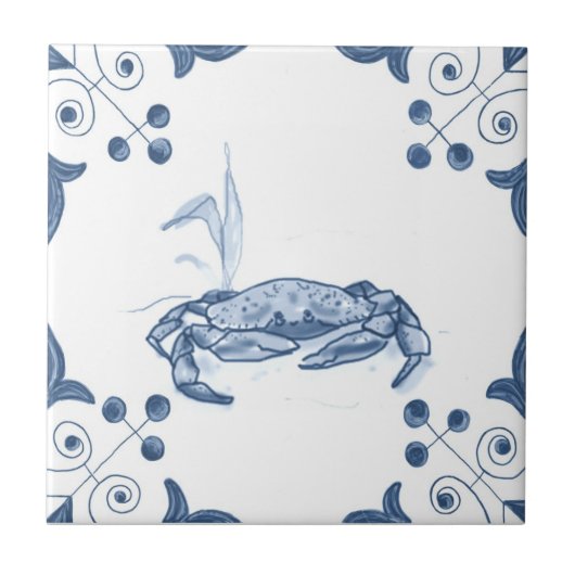 Tile met schuifkrab met schuifhoeken tegeltje (Voorkant)