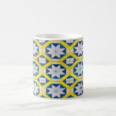 Tile Mosaic Flower Pattern Yellow Blue Koffiemok (Center)