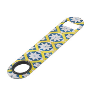 Tile Mosaic Flower Pattern Yellow Blue Speed Flessenopener