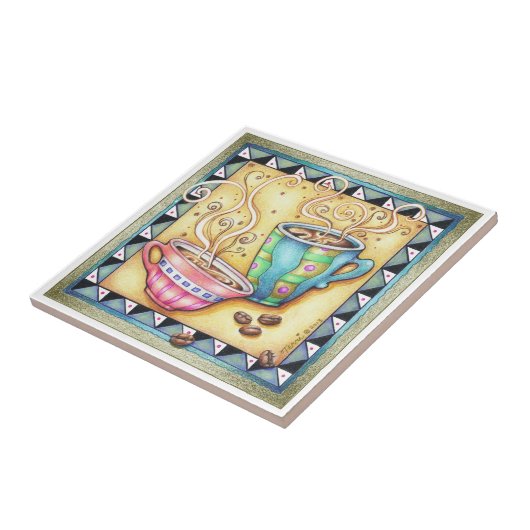 TILE, ONDERZETTER - COOL BEANS! KOFFIE ART TEGELTJE (Zijkant)