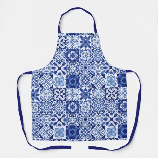 Tile Pattern Blue White Waterverf Schort (Voorkant)