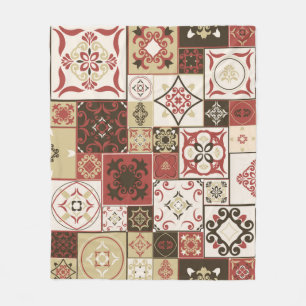 Tile PATTERN uit marsala-brown-beige stijl Morocc Fleece Deken