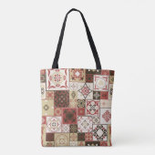 Tile PATTERN uit marsala-brown-beige stijl Morocc Tote Bag (Achterkant)