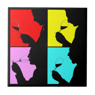 Tile retro Bold Quad pop art Wine Tasting Trivet Tegeltje