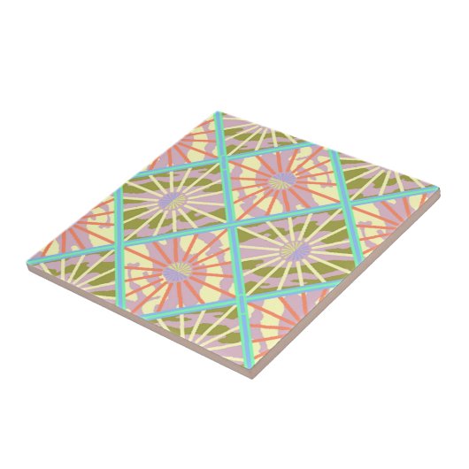 Tile Retro Colorful Atomic Era Starburst Tegeltje (Zijkant)