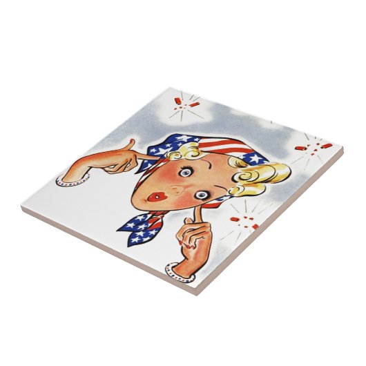 Tile Retro Firecracker Lady Pop Art Tegeltje (Zijkant)