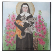 Tile Saint Gertrude Patron St. van Cats Trivet