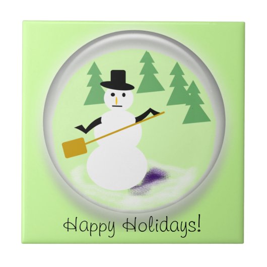 Tile - Snowman Wereldbol Tegeltje (Voorkant)