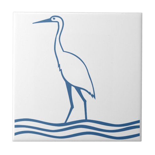  Tile Trivet Blue Heron Zee Water Bird Tegeltje (Voorkant)