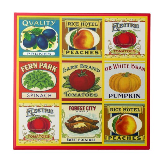 Tile Trivet Kitchen Canned Goods Labels Tegeltje (Voorkant)