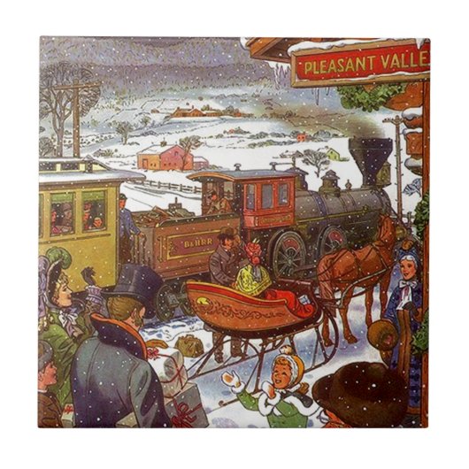 Tile Trivet  Valley train Holiday Travel Tegeltje (Voorkant)