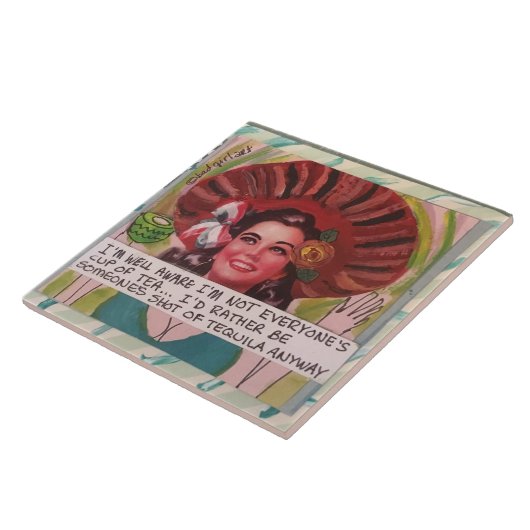 Tile-trivet-wall kunst tegeltje (Zijkant)