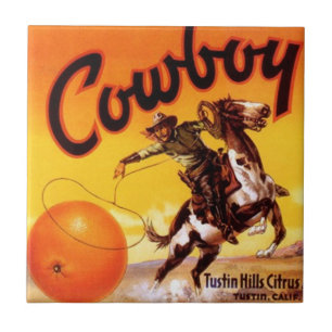 Tile Vintage Kitchen kan cowboy-rolmerk etikettere Tegeltje