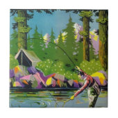 Tile  Woodland Camp Mtn Fly Fishing Tegeltje (Voorkant)