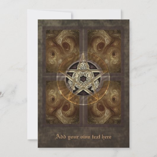 Tiled Fractal Pentacle Large Invitation Kaart (Voorkant)