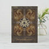 Tiled Fractal Pentacle Large Invitation Kaart (Staand voorkant)