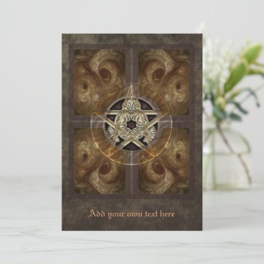Tiled Fractal Pentacle Large Invitation Kaart (Staand voorkant)
