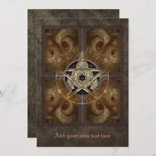 Tiled Fractal Pentacle Large Invitation Kaart (Voorkant / Achterkant)