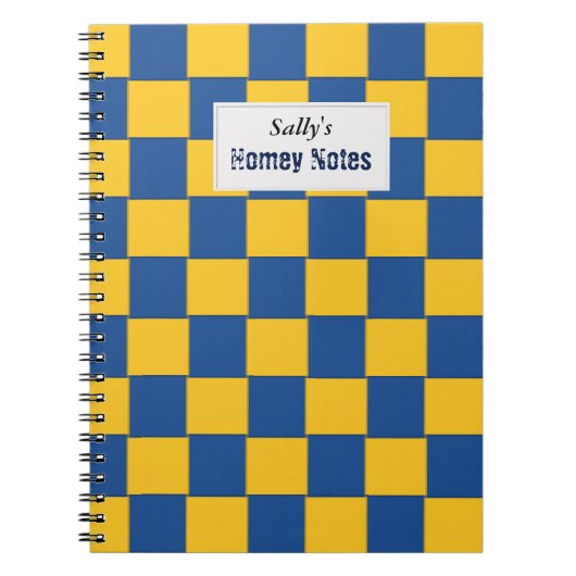 Tiled geweven blauw en geel notitieboek (Voorkant)